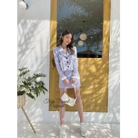 ราคา Ticha พร้อมส่ง 3XL มือ2 สภาพ98 ชุดเซท set กระโปรงสั้น เสื้อคลุมแขนยาว ลายตารางสีม่วง ขาว ใส่เที่ยว ใส่คาเฟ่ น่ารักมาก สาวอวบ ไซร์ใหญ่ (17930412024)