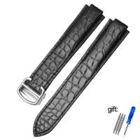 ราคา American Crocodile Leather Watch Strap for Cartier Blue Balloon Mens Womens Large Medium Leather Watch Band convex 20 12mm 14 (14132244235)