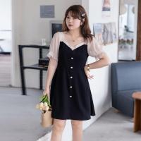 ราคา bn Plus size เสื้อผ้าสาวอวบ เดรสสาวอวบอ้วน ไซส์ใหญ่ ผู้หญิง เดรสคอเหลี่ยม ทรงหลวม แขนสั้น ฤดูร้อน สไตล์เกาหลีแฟชั่น 1023 X (20724736419)