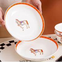 ราคา homeappliance818 ชุดจานชามเซรามิค ลายลายม้า horse จานลายเซรามิคกระเบื้อง 1เซ็ต 10ชิ้น NO Z51 (20706063189)