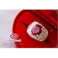 ราคา แหวนทอง ประดับพลอยสีแดงทับทิม ล้อมเพชร Red CZ Ring แหวน พลอยสีประจำวันเกิด เสริมดวง แหวนพลอย แหวนชาย เสริมโชคลาภ เรียกทรัพย์ (609730043)