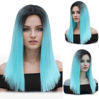 ราคา TSE สั้นไล่ระดับสีเขียวแบบตรงวิกผมอีสเตอร์หลากสี Yn385วิกใยไหมทนอุณหภูมิสูงแนวฮาโลวีน (21107565020)