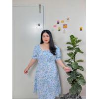 ราคา 144 B ชุดเดรสสาวอวบ ชุดไปเที่ยวทะเล เดรสแขนสั้น กระดุมหน้าแขนตุ๊กตา (16551505681)