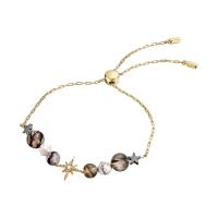 ราคา A CEMI Fortune Star White Zircon X Howlite Matted Black Bracelet สร้อยข้อมือพลอยแท้ เพทายขาว หินนำโชค ชุบทอง 18K (16382871866)