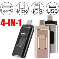 ราคา มีสต็อก ฟรี COD 4 In 1 USB 3 0แฟลชสติ๊กสำหรับไอโฟน แอนดรอยด์ Type C Usb คีย์ OTG เพ็นไดรฟ์256 GB 128 GB 64 GB 32 GB 16 GB เพ็นไดรฟ์ขนาดเล็ก (5392274649)