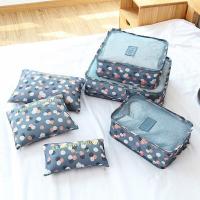 ราคา กระเป๋าเก็บของสำหรับเดินทาง6ชิ้น เซ็ตกระเป๋าใส่กระเป๋าเดินทางลายดอกไม้กันน้ำความจุสูงกระเป๋าจัดระเบียบเสื้อผ้า (21170492068)
