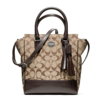 ราคา กระเป๋าถือ COACH แท้ รุ่นหรูจาก Shop ผ้าลาย Signature และหนังแท้ สายหนังแท้ สะพายเฉียงสวย ปรับความยาวสายได้ Coach 48879 Legacy Signature Mini Tanner Bag (7509034030)