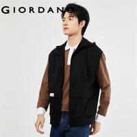 ราคา GIORDANO Men Hoodies Letter Patch Vest Hoodies Zip Through Sleeveless Relaxed Fashion Casual French Terry Hooded Vests 13073690 (20427503455)