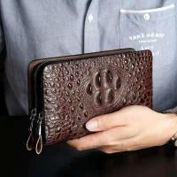 ราคา Mens wallet long crocodile pattern double zipper Mobile phone bag High capacity business mens bag multi function fashion 599 (13309315394)