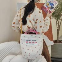 ราคา กระเป๋ากระเป๋าถือสะพายข้างทรงถังปักลายดอกไม้สำหรับผู้หญิงจุได้เยอะกระเป๋าสะพายไหล่ผ้าแคนวาส (20673088585)