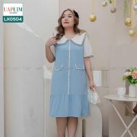 ราคา LX0504 ชุดเดรส สาวอวบ เดรสแขนสั้นสีฟ้า คอปก ดีไซน์สวยหวาน เนื้อผ้ามีน้ำหนัก เล่นระบายช่วงชายกระโปรง เพิ่มความน่ารัก แต่งปกด้วยผ้าลูกไม้ เสื้อผ้าพลัสไซส์ เสื้อผ้าสาวอวบ คุณภาพพรีเมี่ยม ชุด เดรส สาว อว 