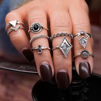 ราคา แหวนวงบางแหวนสนับมือเล็กคริสตัลหินสไตล์โบโฮสีเงินย้อนยุค9ชิ้น เซ็ต (20540063913)