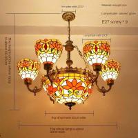 ราคา โคมไฟระย้าหลากสีสำหรับตกแต่งบ้านห้องนอนเพดานกระจกสีแบบอเมริกันวินเทจสไตล์โคมไฟระย้าทิฟฟานี่โคมไฟร้านอาหาร (18808875098)