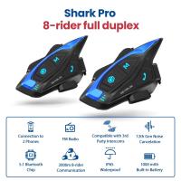 ราคา รถจักรยานยนต์ชุดหูฟังอินเตอร์คอม Shark Pro BT 5 1 Full Duplex DSP ลดเสียงรบกวน CVC 8ผู้ขับขี่2KM Interphone communicator (21170503303)