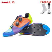 ราคา Santic รองเท้าปั่นจักรยานผู้ชาย สำหรับรองเท้าเสือหมอบมืออาชีพคาร์บอนไฟเบอร์ล็อคด้านล่างรองเท้าผ้าใบจักรยานจักรยาน (19855302092)