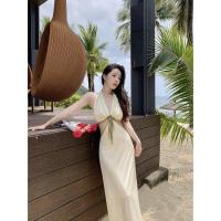 ราคา พร้อมส่ง เดรสยาว มัดคอ คล้องคอ เปิดหลัง เว้าเอว เซ็กซี่มาก ใส่ไปทะเล ไปเที่ยว แซ่บมาก (18294140910)