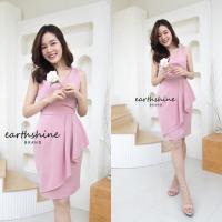 ราคา Earthshine ชุดเดรสป้ายอกแต่งจีบ กระโปรงคลุมระบายอีกชั้น ผ้าฮานาโกะเนื้อดี (19485807927)