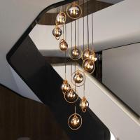 ราคา Modern Multi head Glass LED Chandeliers Nordic Staircase Long Hanging Light Fixtures for Living Room Ceiling Chandelier Lighting (14060967912)