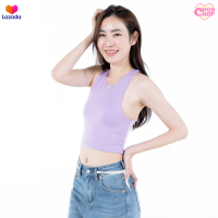 ราคา ChobCrop เสื้อกล้ามครอป ผ้าเรย่อน 2 ชั้น ผ้ายืดมาก แขนกุด เอวลอย Rayon 001 (18481810596)