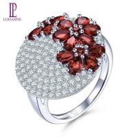 ราคา Natural Red Garnet 2 85 Carats 925 Silver Womens Ring Wedding Engagement Unique Special Design Jewelry Brand Birthday Gifts (20159615923)