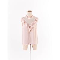 ราคา jaspal เสื้อแขนกุดแต่งระบาย ผ้าซีทรูตาข่ายสีขาว ป้ายแบรนด์ระบุไซส์ S Preloved (20662269367)