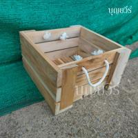 ราคา ลังไม้สัก ลังใส่ของไม้สัก 28 28 สูง 15 ซม ลังใส่ผลไม้ ตะกร้าไม้สัก งานยังไม่ทำสี (18219096821)