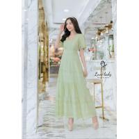 ราคา ป้าย Love lady เดรสยาวลูกไม้แขนตุ๊กตา งานปักฉลุทั่งชุดบุซัยอย่างดี (20427428472)