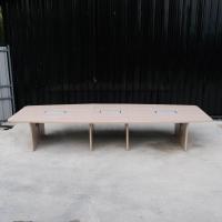 ราคา โต๊ะประชุม 12 14 ที่นั่ง ท็อปไม้สีครีมลายไม้ ขาไม้สีครีม (20798535883)