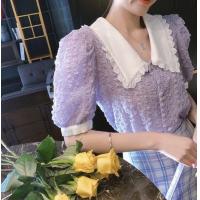 ราคา เสื้อปกคอบัวสีม่วงพาสเทล เสื้อใส่ทำงาน ชุดทำงาน เสื้อคอบัว สีม่วง สไตล์เกาหลี (19733436627)