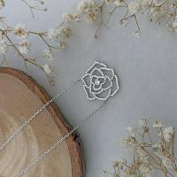 ราคา Silver thai Jewelry สร้อยคอเงินแท้ จี้ดอกกุหลาบ เงินแท้925 เงินแท้ทั้งเส้น ไม่ชุบ sterling silver necklace rose pendant (20859672247)