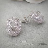 ราคา ต่างหู แบบแป้น สายคริสตัล ประดับลายกุหลาบ งาน ขนาดใหญ่ ดีไซน์ใหม่ ตุ้มหู เครื่องประดับ ER0305 ValueJewelry (10538595932)