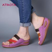 ราคา Atikota รองเท้าแตะส้นตึกแฟชั่นสตรี (6452154643)