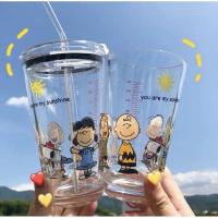 ราคา พร้อมส่ง แก้วน้ำ แก้วน้ำพกพา แก้วน้ำเกาหลีเป็นเซ็ตฝาปิด หลอด แปรงล้างหลอด ที่จับกันลื่น (16445319725)