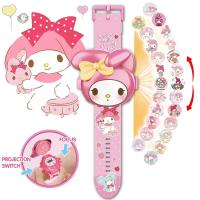 ราคา Sanrio Hello Kitty ชุดของเล่น3D โปรเจคเตอร์ Jam Tangan Digital Cinnamoroll Kuromi Melody Action FIGURE Anime ของเล่นเด็กของขวัญ (21170572171)