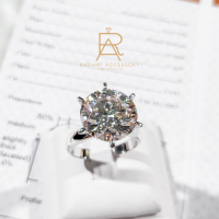 ราคา แหวนเงินแท้ฝังเพชร Moissanite 11 กะรัต ชุบทองคำขาว (19503015681)