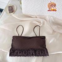 ราคา สายเดี่ยวผ้าร่องครึ่งตัว สปอร์ตบราสายเดี่ยว ชายระบายแต่งลูกไม้ A101 (15177403999)