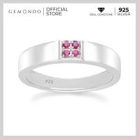 ราคา Gemondo แหวนเงินแท้ 925 Sterling Silver ชุบโรเดียม ประดับทับทิม Ruby เรียง 4 เม็ด ทรงแหวนปลอกมีด (19807365166)