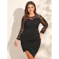 ราคา Finjani Party Dresses Plus Size Lace Bodycon Dress For Women Solid High Waist Evening Dress (20433600158)