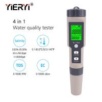 ราคา Yieryi กันน้ำ Salinometer 4 in 1 เกลือ EC TDS TEMP METER S 100 Salt Meter เครื่องทดสอบความเค็มน้ำตัวทดสอบคุณภาพ (1074232422)
