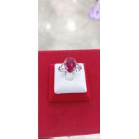 ราคา แหวนเงินแท้พลอยสีแดงทับทิมทรงไข่เงินแท้ 92 5 ชุบทองคำขาว (19193348126)