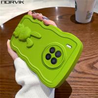 ราคา NORVIK ขาตั้งเคสโทรศัพท์ปิดขอบลายคลื่นสีเขียวหรูหราพร้อมเชือกผูกกระต่ายนำโชคขาตั้งขาตั้งสำหรับ Huawei Nova 11 11i 10 9 8i Y90 Honor Magic 5 X8 X6 50 Lite Pro 4G 5G ปลอกอ่อนฝาครอบ N7 1 (18383312402)
