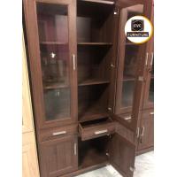 ราคา ตู้โชว์กระจกอเนกประสงค์ 2 ลิ้นชัก ขนาด W80x D40x H186 cm สี สีขาว สีโซลิค สีโอีค สีวอลนัท สีโอ๊ค ขาว (17499957279)