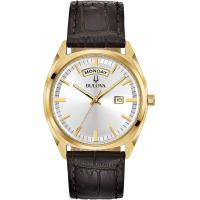 ราคา Bulova Mens Classic Stainless Steel Watch with Day Date Gold Brown Strap (19294562690)
