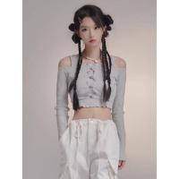 ราคา H H พร้อมส่ง เซ็ท กล้ามไหมพรมผ้าร่อง เสื้อเปิดไหล่ไหมพรมสีพื้น M1041 C (20071594675)