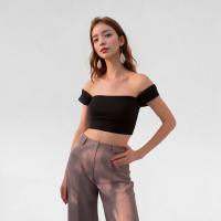 ราคา Closet Crush Off shoulder crop top Black เสื้อครอปปาดไหล่ (21262946318)