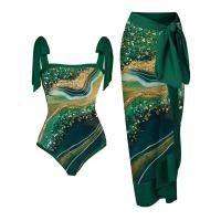 ราคา 2023 New Women Vintage Colorblock Abstract Floral Print 1 Piece Swimwear 1 Piece Cover UP Two Piece Vintage Print Swimsuit Monokini Bathing Suit Summer Surf Wear Beachwear (18636105695)