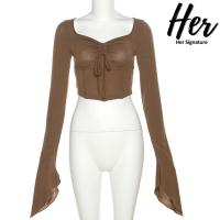 ราคา พร้อมส่ง ครอปสายฝอ ครอปแขนยาว เสื้อเว้าอก เสื้อโชว์อก เสื้อแขนยาว ครอปสั้นแขนยาว ครอปเอวลอย ครอปy2k ครอปผูกหน้า 30008 (18439781740)