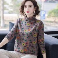 ราคา เสื้อเชิ้ตคอเต่าวินเทจของผู้หญิงเสื้อยืดธรรมดาพิมพ์ลายแขนยาวเสื้อคลุมหนาแนววินเทจสำหรับฤดูใบไม้ร่วง (10317435856)