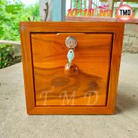 ราคา TMD กล่องออมสินใส่เงินแบบ ตู้ลิ้นชัก ไม้สัก ชั้นเดียว สีย้อม ขนาด 10 นิ้ว ออมสินใส่แบงค์ piggy bank (20420689742)