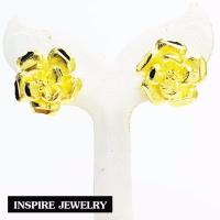 ราคา INSPIRE JEWELRY ต่างหูรูปดอกไม้ หุ้มทองแท้ 100 งานแบบร้านทองสวิส (101128832)